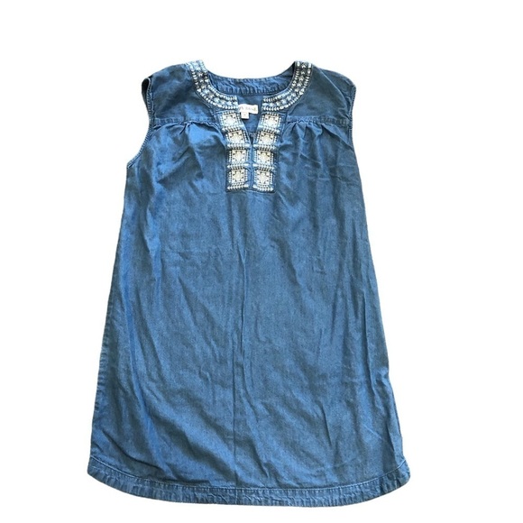 Knox Rose Boho Embroidered Sleeveless Denim Jean Dress M Western Chambray - Picture 2 of 7